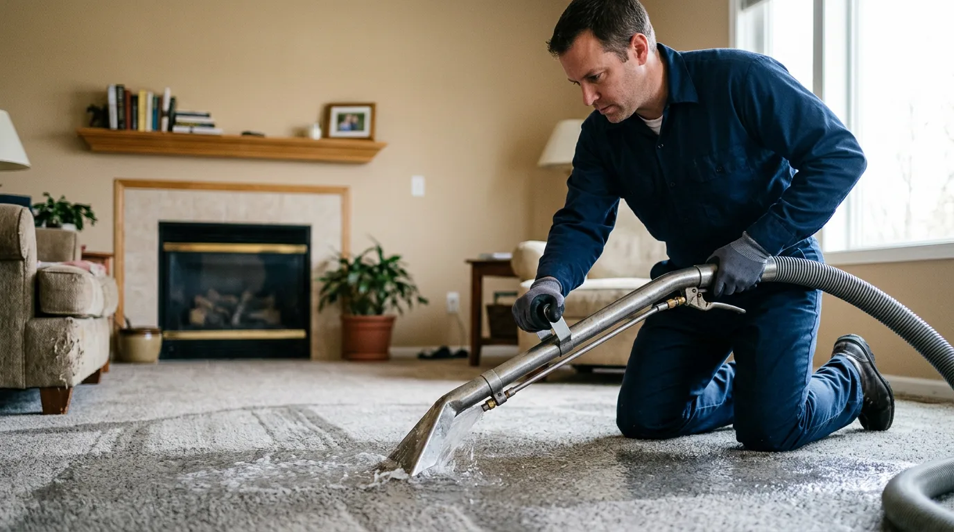 Water damage restoration technician working near Clyde, NC